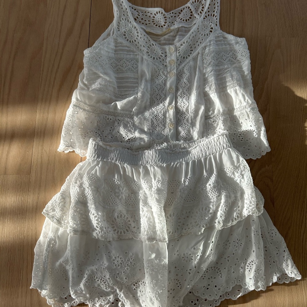 White Eyelet Lace Tank and Skirt Set